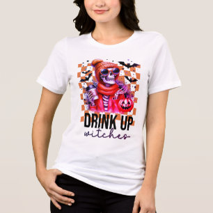 Halloween Herbstfest Skelett Kaffee Tri-Blend Shirt