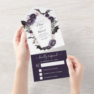 Halloween-Herbstherbst Lila All In One Einladung