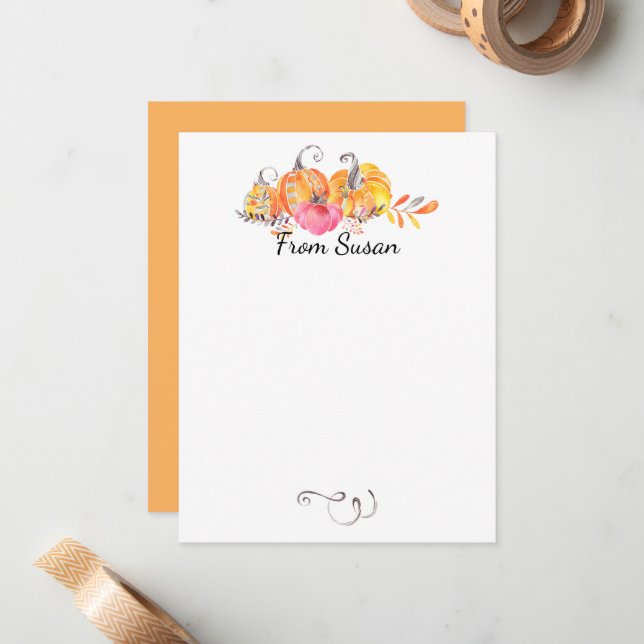 Halloween Herbstkürme Wasserfarbenfarbe Mitteilungskarte (Vorderseite/Rückseite Beispiel)