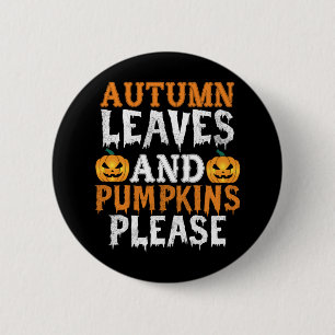 Halloween Herbstlaub und Kürbis Geburtstag Button