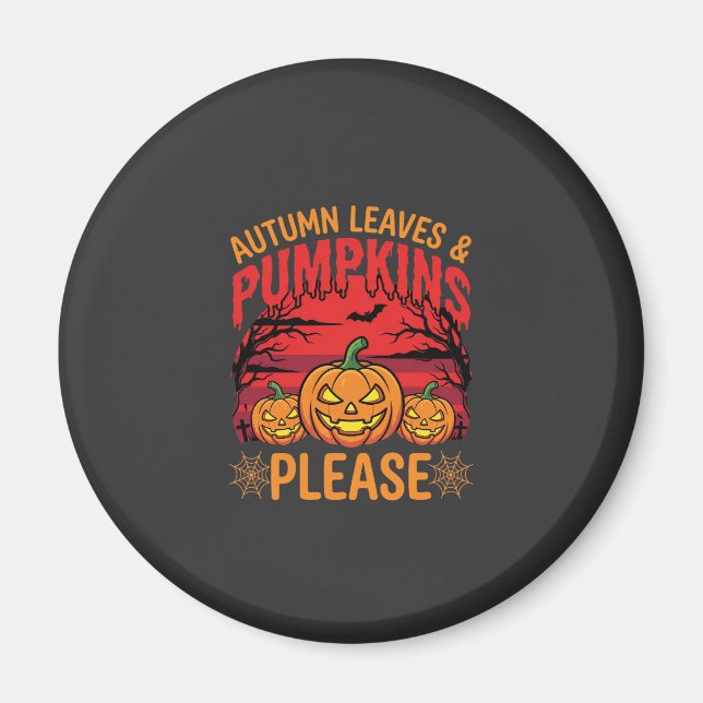 Halloween Herbstlaub und Kürbisse Bitte Design Magnet (Vorne)