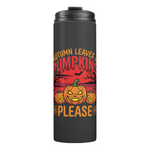 Halloween Herbstlaub und Kürbisse Bitte Design Thermosbecher