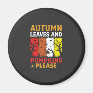 Halloween Herbstlaub und Kürbisse Vintage-Design Magnet