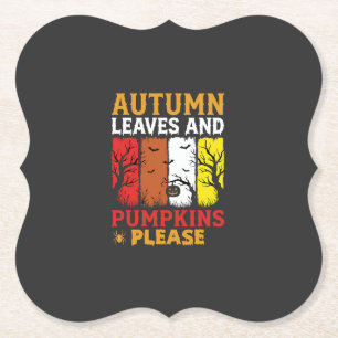 Halloween Herbstlaub und Kürbisse Vintage-Design Untersetzer
