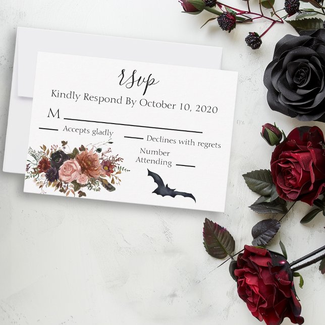 Halloween-Herbstwasserfarbe Blume RSVP Karte (Von Creator hochgeladen)