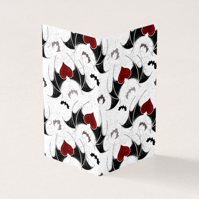 Halloween-Herz mit schwarzen Fledermausflügeln (Vorderseite)