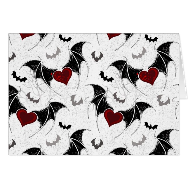 Halloween-Herz mit schwarzen Fledermausflügeln (Vorderseite (Horizontal))