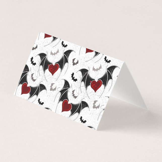 Halloween-Herz mit schwarzen Fledermausflügeln (Vorderseite)