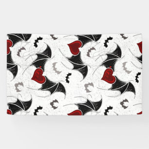 Halloween-Herz mit schwarzen Fledermausflügeln Banner