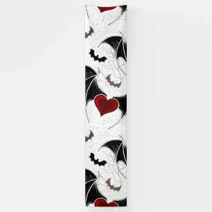 Halloween-Herz mit schwarzen Fledermausflügeln Banner