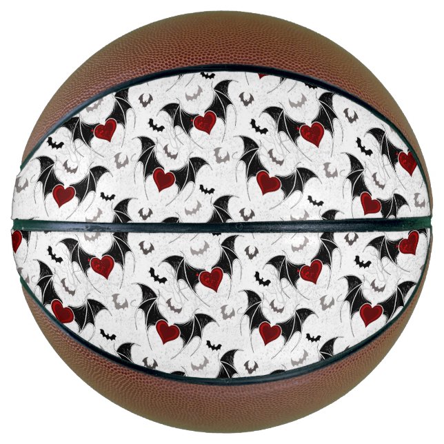 Halloween-Herz mit schwarzen Fledermausflügeln Basketball (Vorderseite)