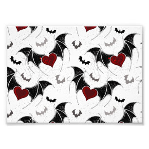 Halloween-Herz mit schwarzen Fledermausflügeln Fotodruck