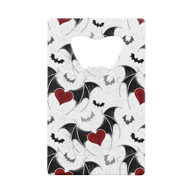 Halloween-Herz mit schwarzen Fledermausflügeln Geldbeutel Flaschenöffner (Vorderseite)