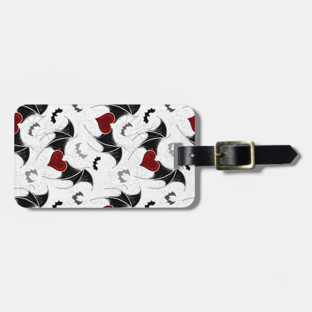 Halloween-Herz mit schwarzen Fledermausflügeln Gepäckanhänger (Vorderseite horizontal)