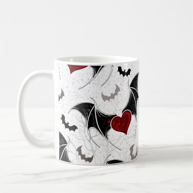 Halloween-Herz mit schwarzen Fledermausflügeln Kaffeetasse (Links)