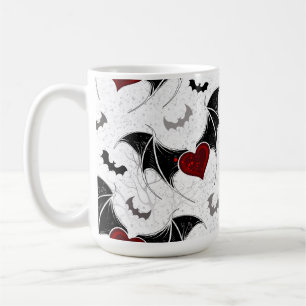 Halloween-Herz mit schwarzen Fledermausflügeln Kaffeetasse