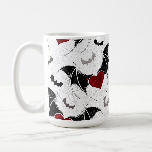 Halloween-Herz mit schwarzen Fledermausflügeln Kaffeetasse (Links)