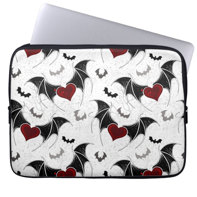 Halloween-Herz mit schwarzen Fledermausflügeln Laptopschutzhülle (Vorderseite)
