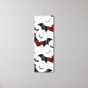 Halloween-Herz mit schwarzen Fledermausflügeln Leinwanddruck