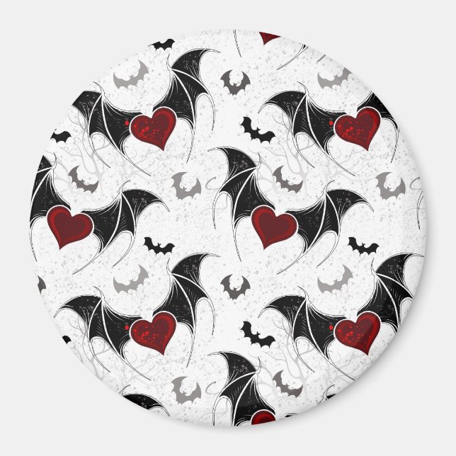 Halloween-Herz mit schwarzen Fledermausflügeln Magnet (Vorne)