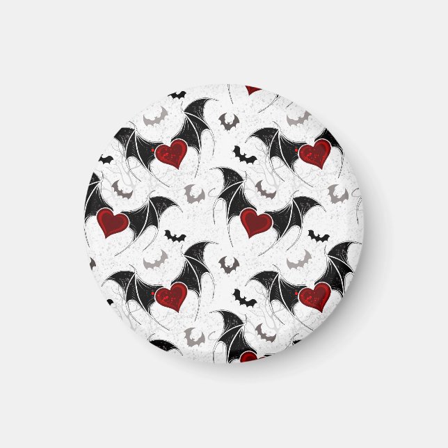 Halloween-Herz mit schwarzen Fledermausflügeln Magnet (Vorne)