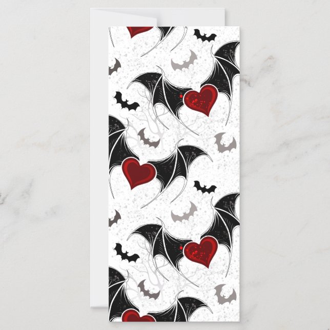 Halloween-Herz mit schwarzen Fledermausflügeln Magneteinladung (Vorderseite)
