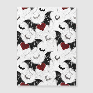 Halloween-Herz mit schwarzen Fledermausflügeln Magnetkarte