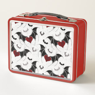 Halloween-Herz mit schwarzen Fledermausflügeln Metall Brotdose