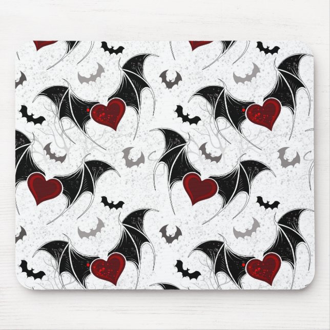 Halloween-Herz mit schwarzen Fledermausflügeln Mousepad (Vorne)