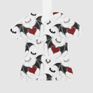 Halloween-Herz mit schwarzen Fledermausflügeln Ornament