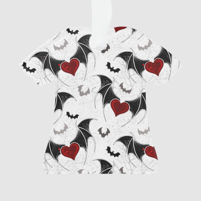 Halloween-Herz mit schwarzen Fledermausflügeln Ornament (Vorderseite)