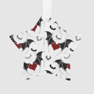 Halloween-Herz mit schwarzen Fledermausflügeln Ornament