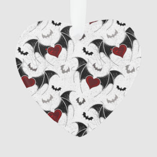 Halloween-Herz mit schwarzen Fledermausflügeln Ornament