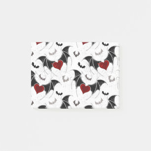 Halloween-Herz mit schwarzen Fledermausflügeln Post-it Klebezettel