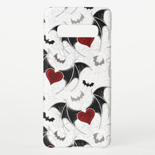 Halloween-Herz mit schwarzen Fledermausflügeln Samsung Galaxy S10+ Hülle