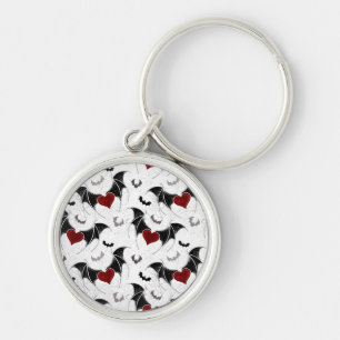 Halloween-Herz mit schwarzen Fledermausflügeln Schlüsselanhänger