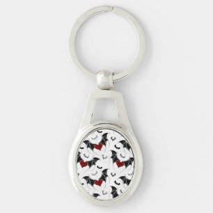 Halloween-Herz mit schwarzen Fledermausflügeln Schlüsselanhänger