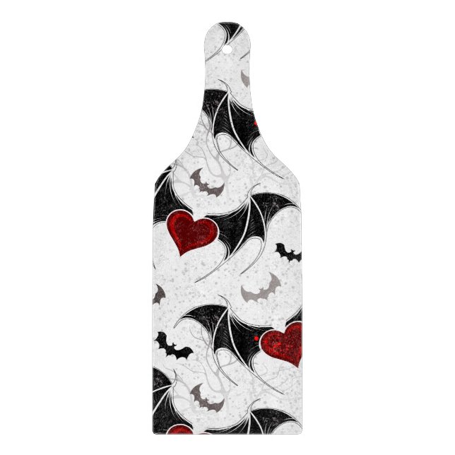 Halloween-Herz mit schwarzen Fledermausflügeln Schneidebrett (Vorderseite)