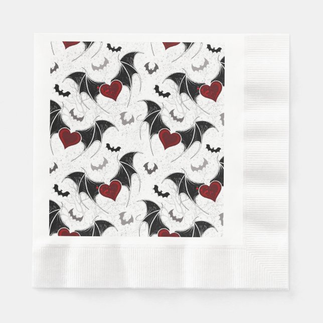 Halloween-Herz mit schwarzen Fledermausflügeln Serviette (Vorderseite)