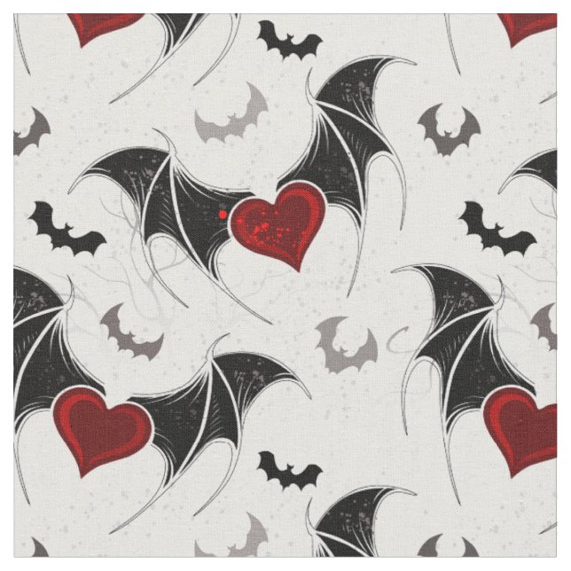 Halloween-Herz mit schwarzen Fledermausflügeln Stoff (Nahaufnahme)