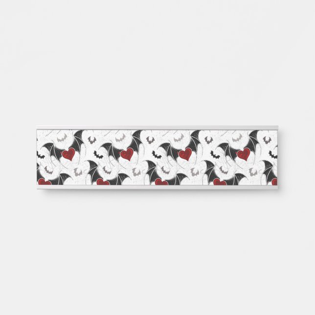 Halloween-Herz mit schwarzen Fledermausflügeln Türschild (Vorderseite )