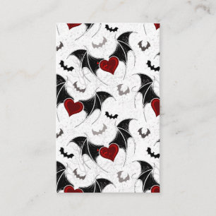 Halloween-Herz mit schwarzen Fledermausflügeln Visitenkarte