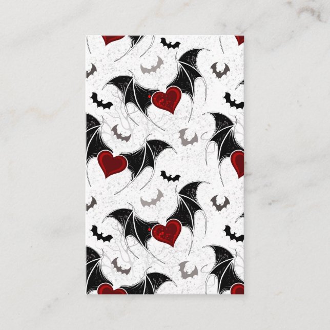 Halloween-Herz mit schwarzen Fledermausflügeln Visitenkarte (Vorderseite)