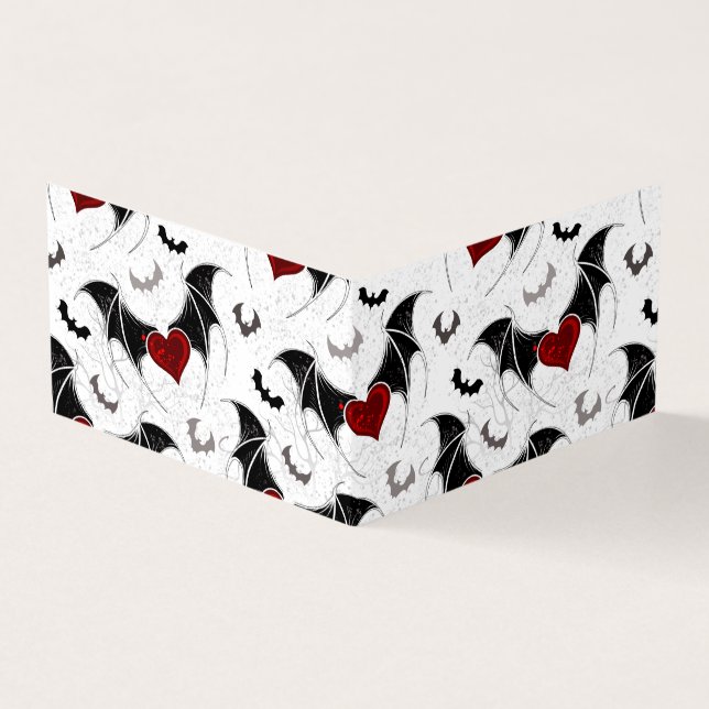 Halloween-Herz mit schwarzen Fledermausflügeln Visitenkarten (Vorderseite)