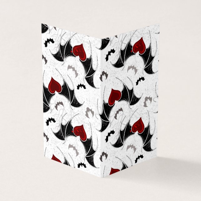 Halloween-Herz mit schwarzen Fledermausflügeln Visitenkarten (Vorderseite)