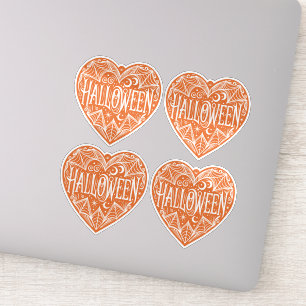 Halloween-Herz, Orange Herzform, Feiertag Aufkleber