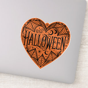 Halloween-Herz, Orange Herzform, Feiertag Aufkleber