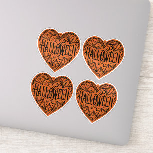 Halloween-Herz, Orange Herzform, Feiertag Aufkleber