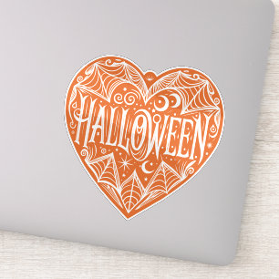 Halloween Herz, Orange Herzform, Feiertag Aufkleber