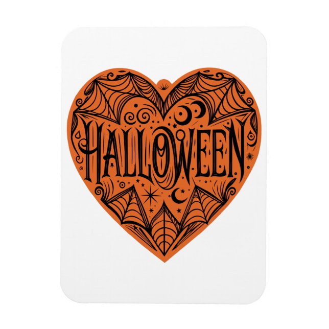 Halloween-Herz, Orange Herzform, Feiertag Magnet (Vertikal)